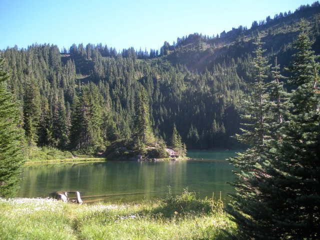 In 2011, I went on a backpacking trip in Olympic National Park, Washington. I was rewarded for a day long hike with this lake.